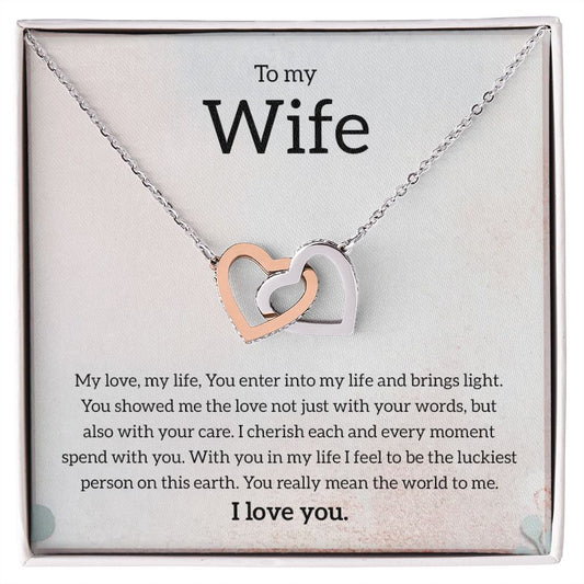 My Wife | You mean the world to me - Interlocking Hearts necklace
